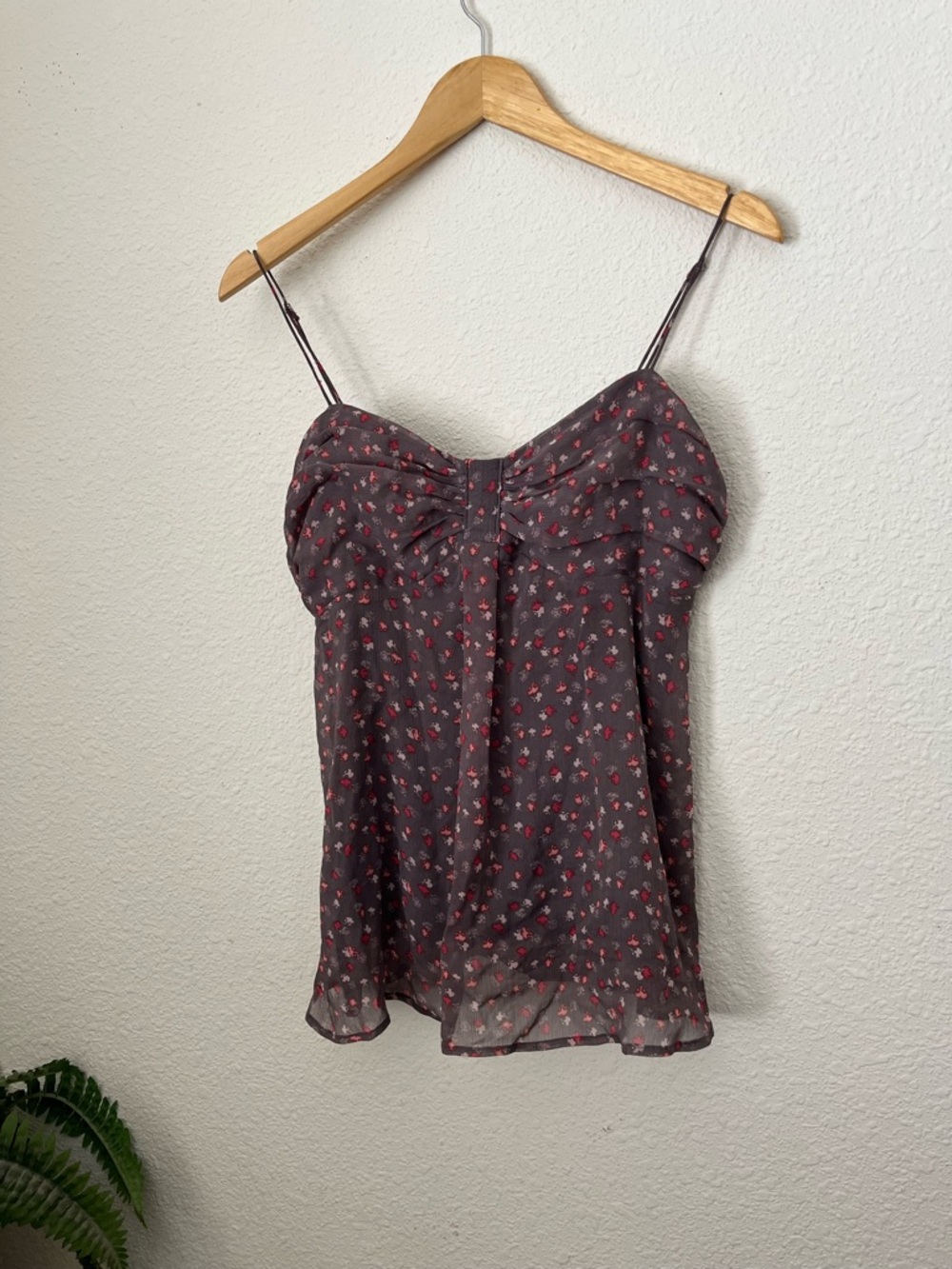 American Eagle Outfitters Plum Chiffon Floral Spaghetti Strap Cami